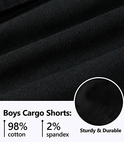 Tlaenson Boys Cargo Shorts Kids Drawstring Elastic Waist School Summer Bermuda Shorts Black10-11 Years/Size 150 #TOP2