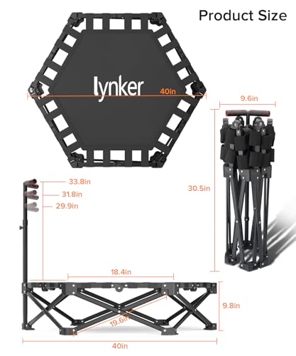 Foldable Trampoline with Adjustable Handle – 42", 330 lbs Capacity, Foldable Design for Indoor/Outdoor Fitness, Adults (Black) by lynker - Image 12