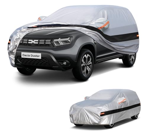 Holthly Funda Coche Exterior SUV para Dacia Duster/Renault Duster(2010-2025),Funda Coche 10 Capas de Protección,Cubre Coche 100% Impermeable,Antipolvo,Cortaviento,Impermeable a la Lluvia
