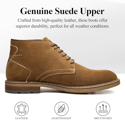 Image of Arkbird Mens Chukka Dress Boots Genuine Leather Suede Classic Fashion Casual Ankle Lace-up Dress Boots for Men
