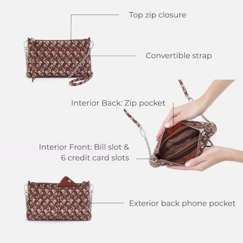 Image of HOBO Darcy Leather Convertible 3-in-1 Crossbody Bag with Removable & Adjustable Strap, Exterior Phone Slip Pocket
