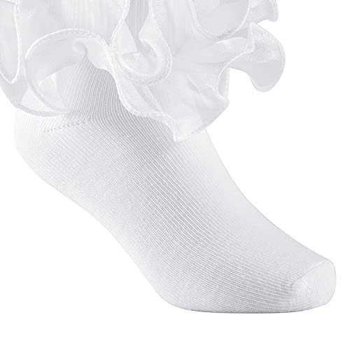 3 Pairs Girls Ruffle Socks Big Double Lace Frilly Trim Dress Socks4