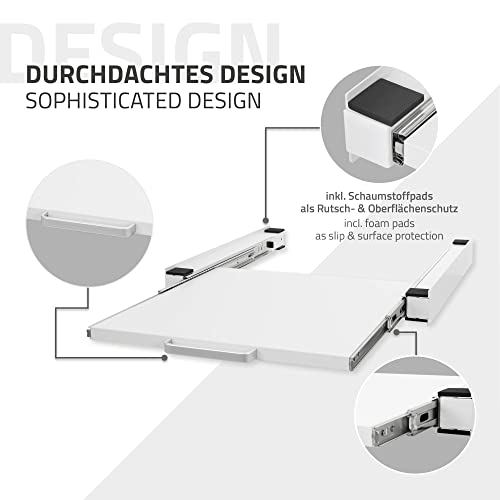 ML-Design Zwischenbaurahmen mit Ausziehplatte aus Stahl, 60x60 cm, Weiß, Verbindungsrahmen für Waschmaschine/Trockner… – Bild 5