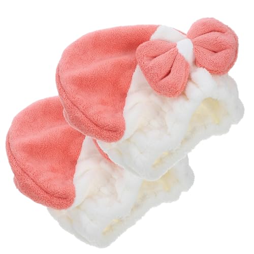 PLAFOPE 2 Piezas Toalla Turbante para Pelo Absorbente Secado Rápido Gorro Baño Mujer Multifuncional Diseño Bicolor Blanco y Rosa Pack para Diario y Cuidado Capilar