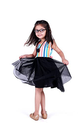Image of TAGAS Baby-Girl's Valantino & Net Fit and Flare Standard Length Dress (KD-405-PINK-7 Pink 7 8 Years)