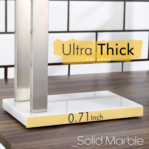 Image of KOKOSIRI Hand Towel Holders Standing Towel Bars 2-Tier with Marble Base for Bathroom Vanity Countertop, Brushed Stainless Steel 15.7'' Height THS0007-BR