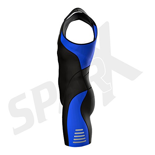 Sparx Men's Elite Triathlon Suit Trisuit SpeedSuit Skinsuit Swim-Bike-Run Triathlon Race Suit (Medium, Black/Blue)
