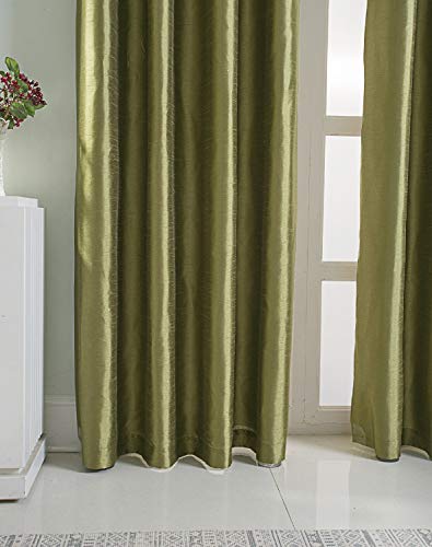 Image of GYROHOME Faux Silk Blackout Curtains, Fully Lined Solid Color Window Treatment Drapes for Bedroom and Thermal Insulated Grommet Top Room Darkening Drapes, (2 Panels, 52x84inch, Grass Green)