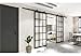 BARNSMITH 72in x 84in Double Glass Barn Door with 13FT Top Mounted Hardware Kit, 5-lite Modern Black Aluminum Tempered Frosted Glass Sliding Door, Assemble Required(2 * 36inx 84in)