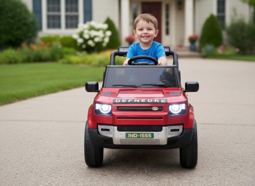 Image of 4X4 Defender Heavy Duty 12V Electric Ride On for Kids with Remote Control 1-7Yrs Car Battery Operated Ride On (Metallic Red)