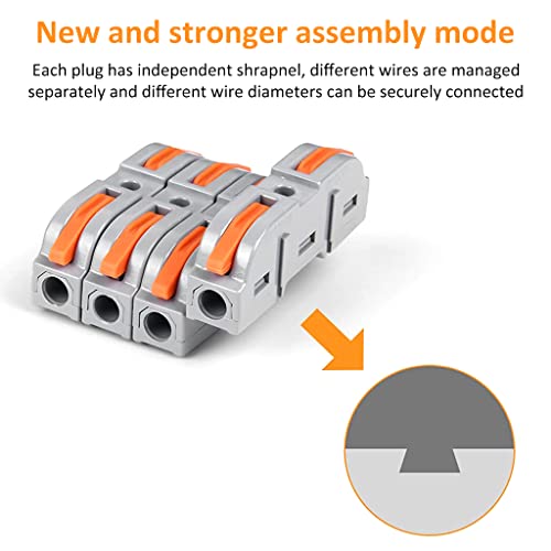 Serplex Wire Connector, 34Pcs Universal Connection Terminals, Circuit Inline Splices Electric Connectors, SPL-1 Clamp with Actuation Lever, 4 mm² Conductor Clamp, Quick & Freely Assemble