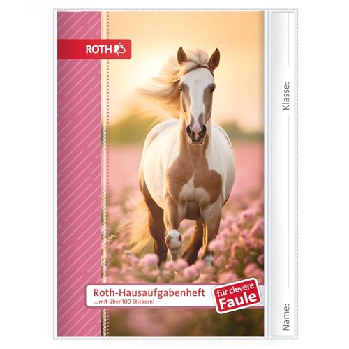 ROTH Hausaufgabenheft für clevere Faule Kids & Tiere 2026/2027 A5 Schülerkalender mit vorgetragenem Stundenplan & Stickerbögen 1 Woche auf 2 Seiten Hausaufgabenplaner für Schüler (Pferd)