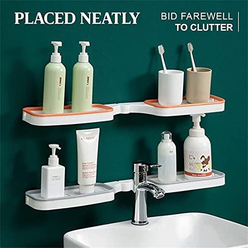 Badkamer Hoek Ponsvrij Rek, 180 Graden Roterende Hoekplank Shampoo Opbergrek, Keuken Plank Organizer (2 stuks grijs) - Image 3