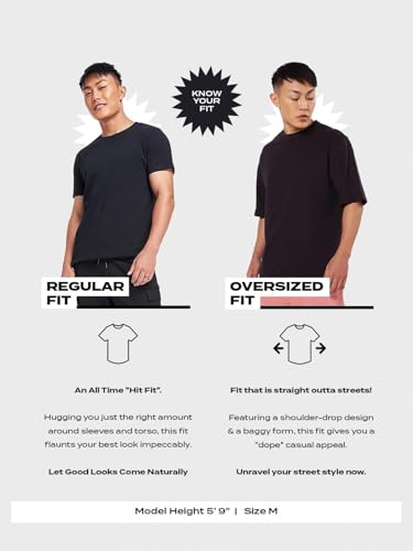 Image of Bewakoof Men's Typography 100% Cotton T-Shirt - Oversized Fit, Round Neck, Half Sleeves