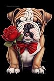 EruHY 5D Cute Animal Dog Diamond Painting Kits for Adults, English Bulldog with RoseDIY Full Drill Crystal Arts and Crafts, Gem Art Paints Home Wall Decor Gifts 8x10 inch