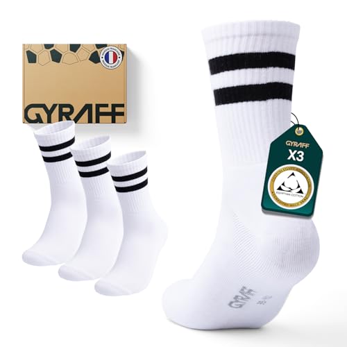 Chaussettes de sport mi mollet rembourées en coton égyptien (FR/ES, Numérique, 43, 46, Taille...