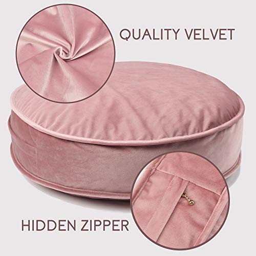 Yiuor Velvet Floor Pillows Round Chair Cushion Couch Throw Pillow Soft Pouf Seat Mattress Bean Bag For Reading Nook Play Room  thumb #3