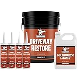Liquid Rubber Driveway Restore Sealant - Highly Flexible Asphalt Coating Fills Cracks and Revitalize, Kit- Includes 4 Gallon Sealer, Crack Filler 10.2 oz 4 Pack, Patio Cleaner 1 Gallon
