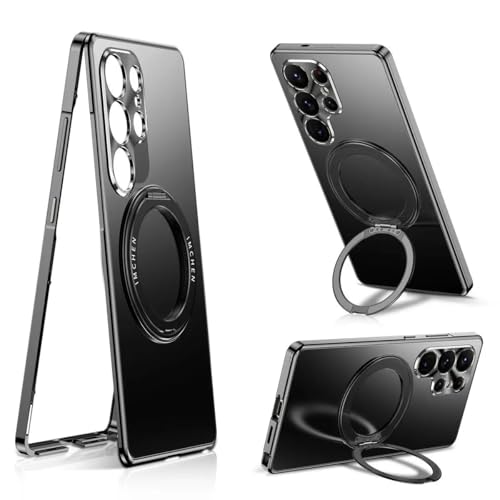 Image of MILLION CASES Back Cover Case for Samsung Galaxy S24 Ultra Scratch Resistant Anti-Slip Shockproof Protective Durable Ferro Flex Magnetic Stand Case for Men & Boys(Midnight Black)