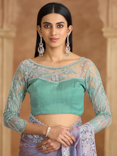 Image of AKHILAM Women's Satin Sequence Embroidery Saree With Unstitched Blouse Piece(SNDLWOD1601 TFH Parent)