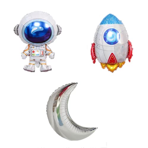 youler Ballons en aluminium, 28 pouces lune/astronaute/fusée, ballons en aluminium, décoration de fête d'anniversaire d'enfant Cover