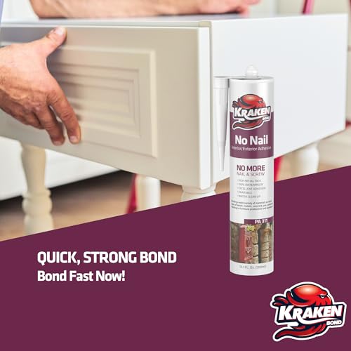 Image of KRAKEN BOND No More Nails Clear Polyurethane Adhesive - 100% Waterproof (D4) and Sealant Adhesive for Wood, Ceramic, Tile, Floor, Granite, Rubber | 2 Pack, 10.1 Fl. Oz.