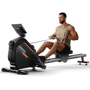 UMAY Rowing Machine, Rowing Machines for Home Gym with Extended Double Rails, Rower Machine with 16 Levels of Quiet Resistance, 158 kg Weight Capacity