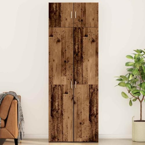 Tonture Armoire de rangement, 3 pièces, aspect bois vieilli, 80 x 41 x 225 cm, avec 4 portes, espace de rangement polyvalent pour salon, chambre à coucher,...