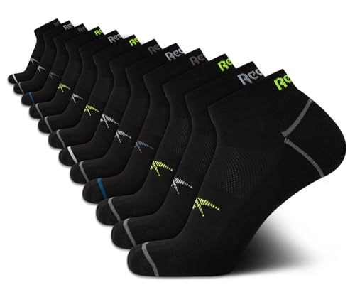 Reebok Men’s Quarter Socks - 12 Pack Soft Performance Quarter Socks for Men - Breathable Men's Athletic Socks (Size: 6-12.5)