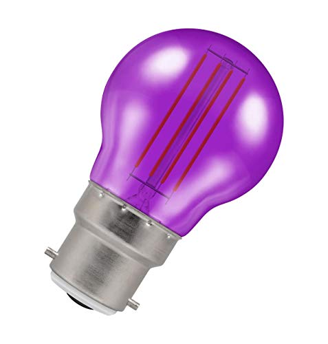 Crompton Lamps Purple LED Golfball Light Bulb 4.5W B22 Harlequin | IP65 Outdoor Lights LED Bulbs | Energy-Saving Replacement for 25W Bulbs | 15,000 Hours Life | for Festoon Lights Outdoor