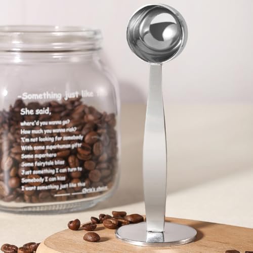 Image of Supvox 2 in 1 Stainless Steel Measure Spoon with Coffee Tamper Dual End Coffee Maker Tools Coffee Machine Tool Barista Supplies