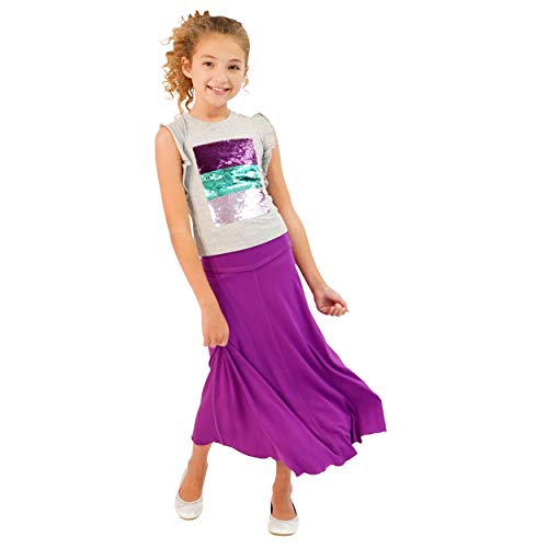 Kidpik Raw Edge Maxi Skirt|Blue Sapphire-Sparkling Grape|Xs (5/6) #TOP4
