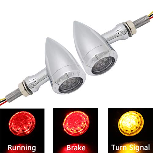 FATECIM 2X Motorcycle LED Taillight Turn Signal Lights with Running/Braking Lights, Heavy Duty Aftermarket Blinkers Indicators for Bobber Harley Honda Yamaha Suzuki Kawasaki Cruiser Mini Chopper