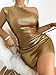 SISKIN Summer Dresses for Women 2025, Prom Cocktail Club Dresses for Women, Sexy Bodycon Gold Metallic One Shoulder Asymmetrical Ruched Drawstring Short Sleeve Dress Gold XL