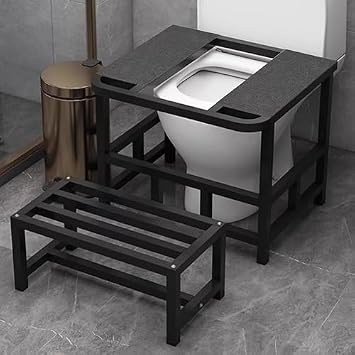 Portable Toilet Converter Frame with Anti-Slip Footstool, Ergonomic Crouching Stool for Bathroom Use