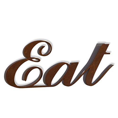 Placa de Pared con Texto en inglés Eat Rusty Metal Curly Words Quotes Lettering for The Home and Kitchen Rustic Decor Cover