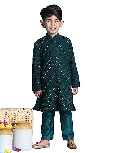 Image of VASTRAMAY Boys' Kurta Pyjama Set | Georgette Kids Ethnic Festive Outfit | Traditional Outfit