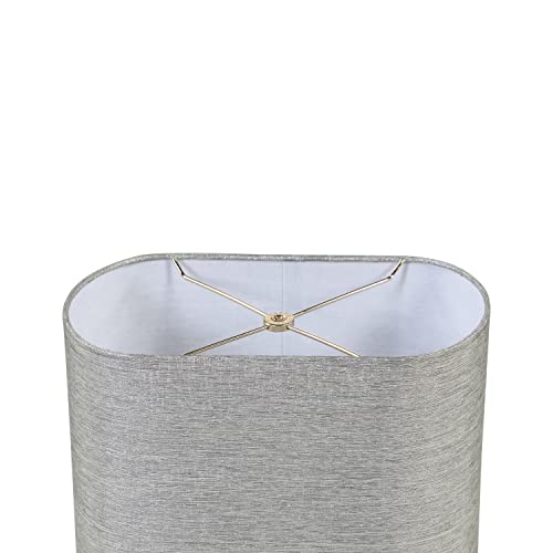 Image of Aspen Creative 37002 Contemporary Oval Hardback Shaped Spider Construction Lamp Shade in Sliver Grey, 13 1 /2 inch wide (8 inch + 13 1 /2 inch) x (8 inch + 13 1 /2 inch) x 10 1 /2 inch