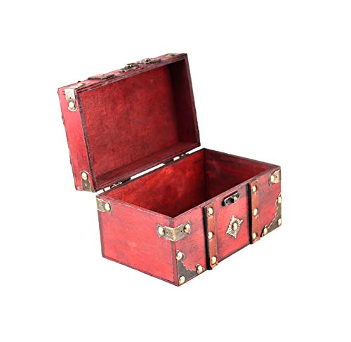 Exasinine Wooden Vintage Treasure Chest Trinket Box Metal Decoration Jewelry Box Small Gift Box #TOP17