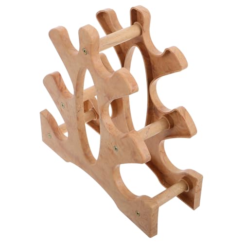 Beaupretty Estante Organizador para Pesas y Mancuernas de Madera Natural, Soporte Compacto de 3 Niveles para Gimnasio en Casa y Entrenamiento Personal
