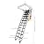 12 Steps Folding Attic Ladder, 11.48ft Wall Mounted Telescopic Loft Stairs Pull Down System Retractable Collapsible Attic Ladder with Armrests for Hotels, Outdoor, Basements, Warehouses