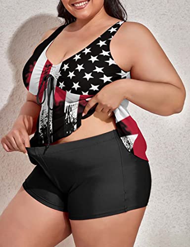 Omichic American Flag Tankini Swimsuits For Women Two Piece Tummy Control Bikini Bathing Suits Tank Top With Boyshorts #TOP4
