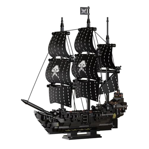 Image of SKY LINE OCEAN Dark Pearl Pirate Ship Building Blocks Set - 774+ Pcs Creator Architecture Corsair Ship Model, STEM Construction Toy for Kids & Adults | 5 Year Structural Warranty