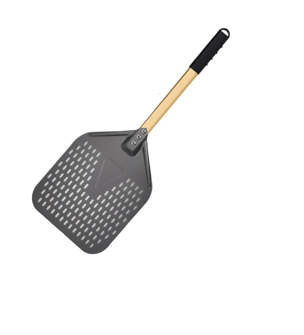 10 11 12 13 14 Pollici Pala for Pizza Pala Perforata Pala Girevole for Forno Utensili da Cucina Antiaderente Cottura della Pizza(10 inch 66cm Gold)