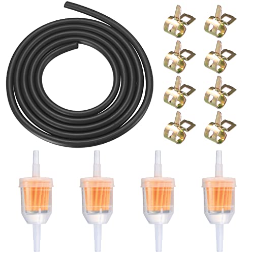 Lot de 4 filtres à essence pour moto, 1 tuyau d'essence de 2 m, 10 colliers de serrage pour voiture, moto, scooter