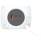 Simon COMBIBALL gniazdo wtykowe, szybkie ładowanie 30 W, listwa zasilająca z USB, 7 gniazd ładowania, włamywacz gniazd z przełącznikiem, biały