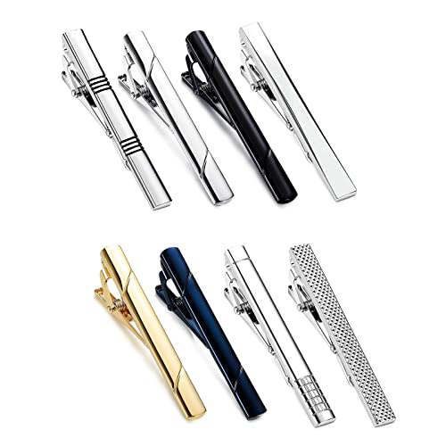 8x prendedores de gravata, conjunto de barra de gravata masculina fecho de gravata moda cobre duráve
