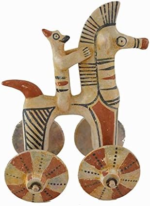 Horse with rider on wheels Sculpture artifact reproduction from Cyprus