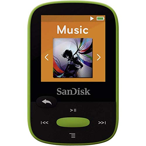 SanDisk 8GB Clip Sport MP3 Player, Lime - LCD Screen and FM Radio - SDMX24-008G-G46L