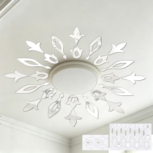 Image of INCREWAY 1 Set Silver Acrylic Self Adhesive Lamp Base, Mirror Finish Wall Mount Light Holder, Peel Stick Decorative Plate for Pendant Ceiling Fixture Decorative Lamp